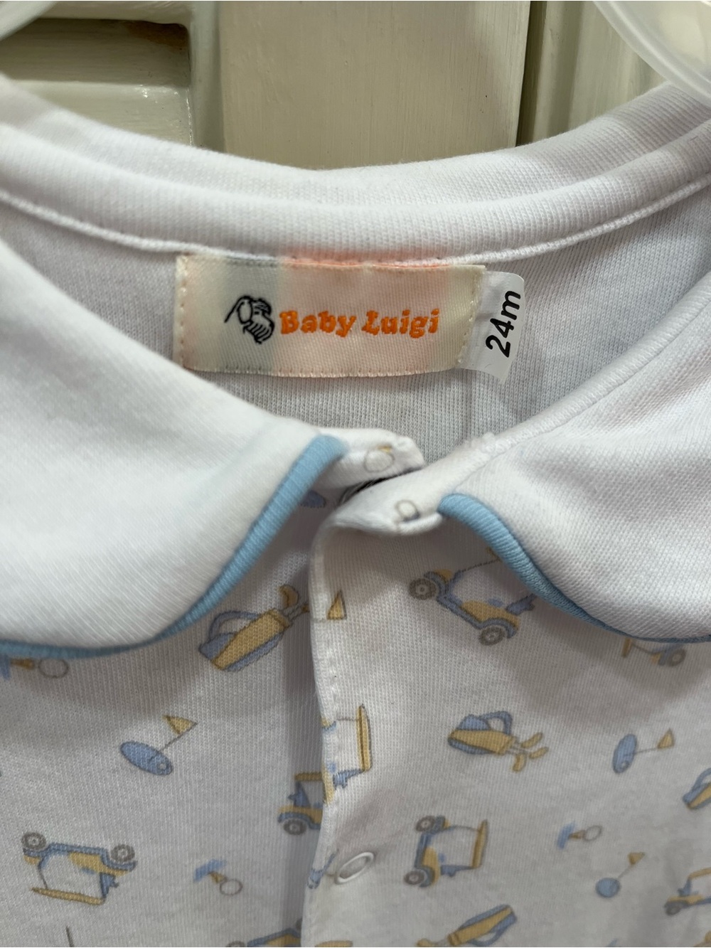 Baby Luigi White & Light Blue Printed Golf One-Piece Playsuit - Picture 3 of 3